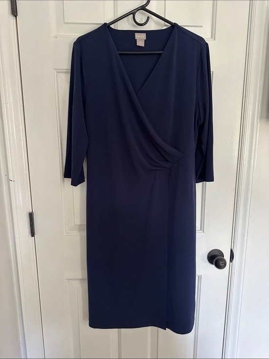 Chico's Dresses & Skirts - Chico’s Navy Faux-Wrap Dress